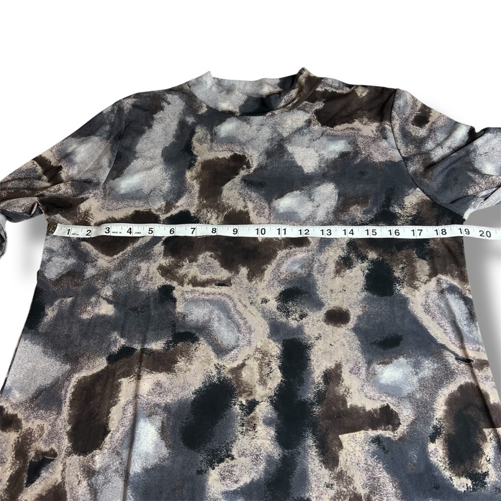 LOGO Layers by Lori Goldstein Women’s M Watercolor Mesh Mock-Neck Top Semi Sheer - Picture 5 of 6